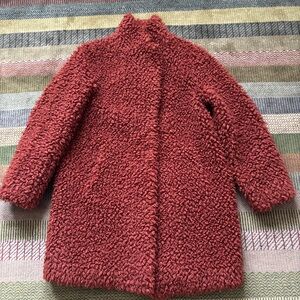 Anthropologie Deep Red Teddy Jacket